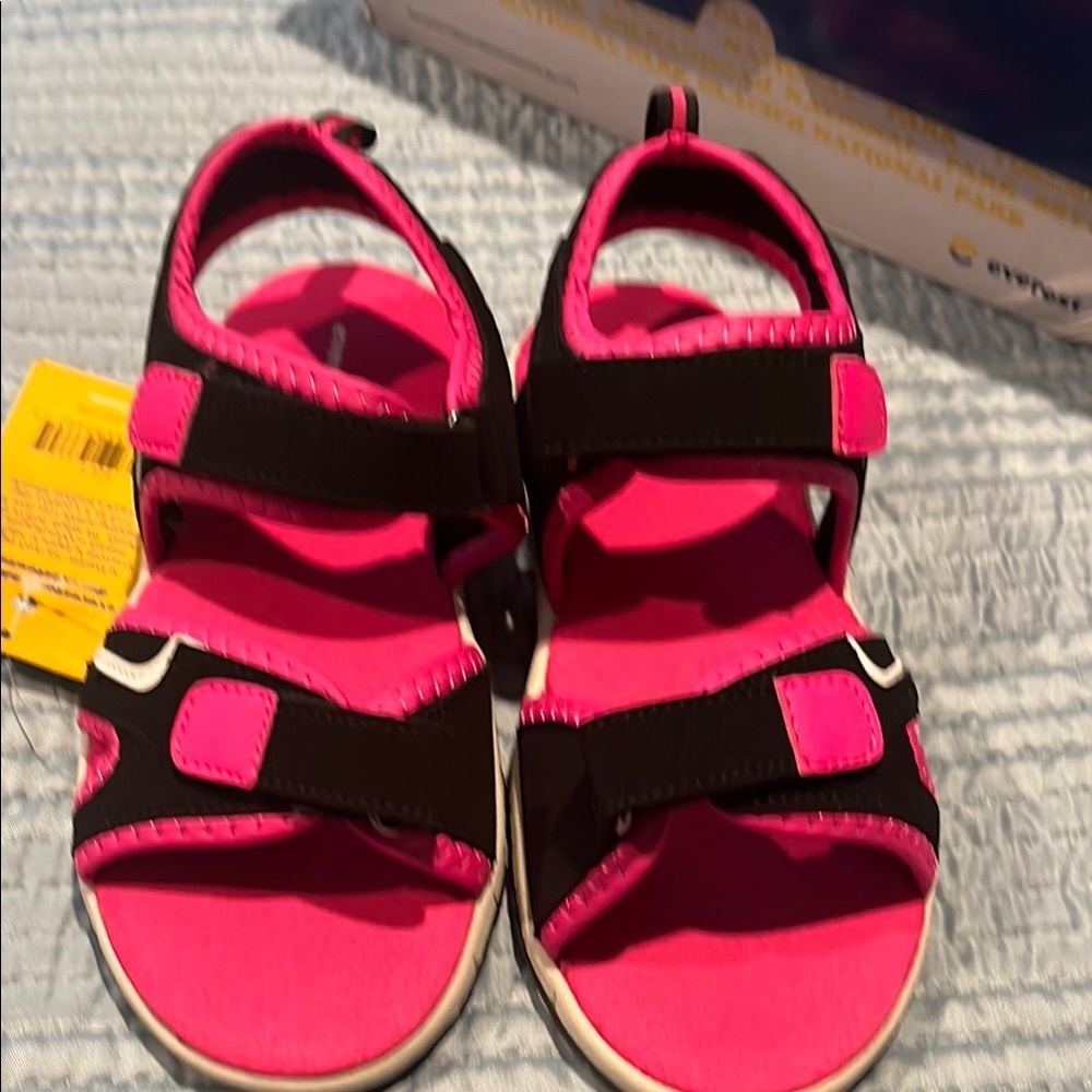 Sporty Pink and Black Sandals with Sturdy Soles